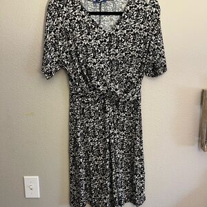 Floral Black and White Dress